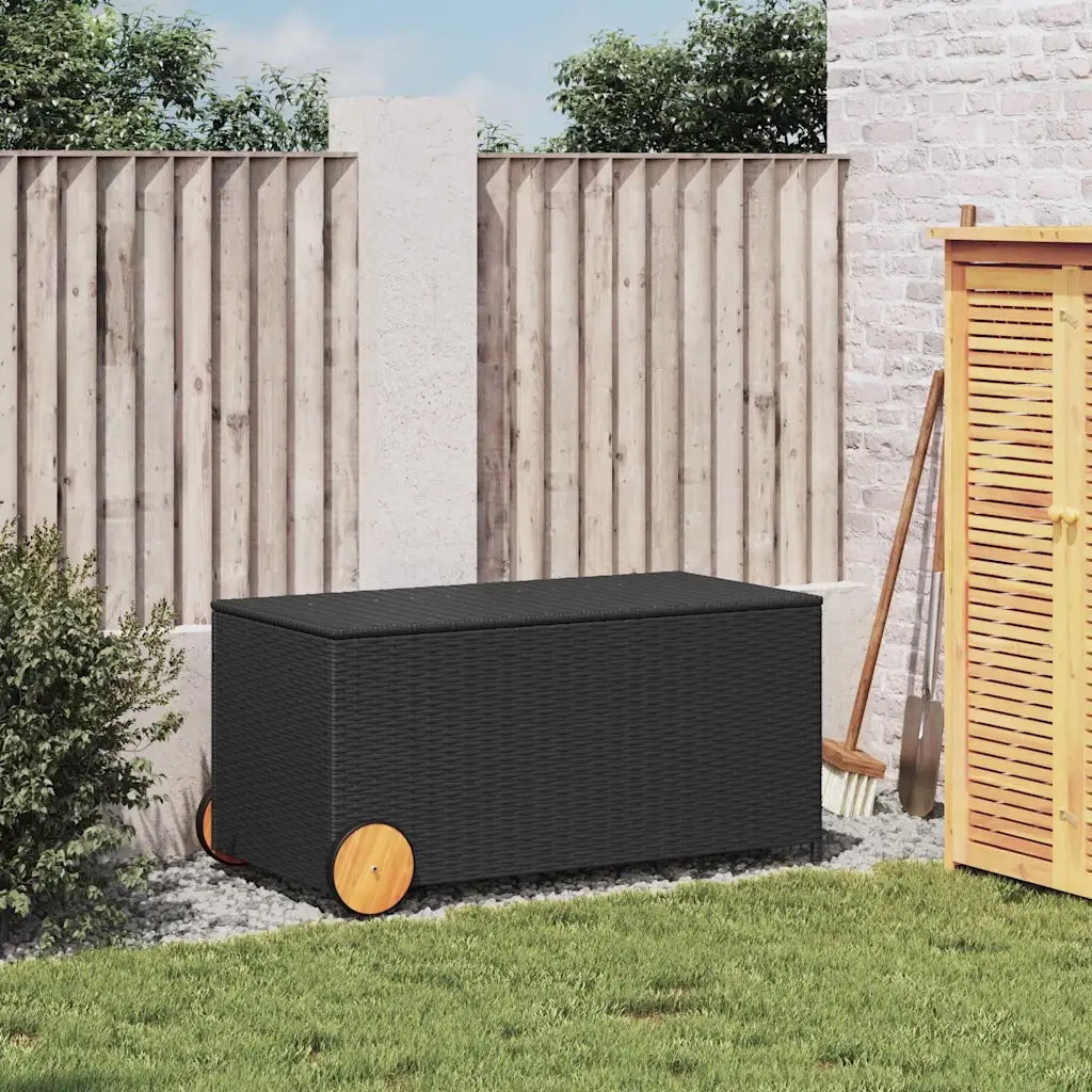 Contenitore da Giardino con Ruote Nero 190L in Polyrattan CFW9917577