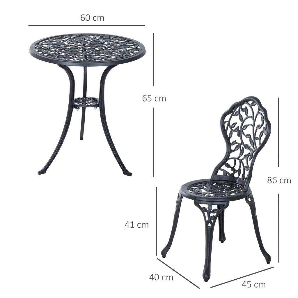 Set da bistrot per 2 persone, set di mobili da balcone con tavolino e 2 sedie, nero, ideale per giardino e terrazzo.