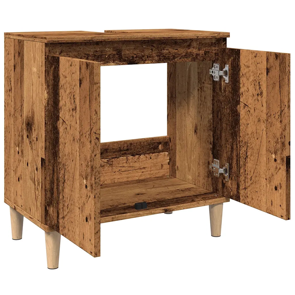 Mobile Lavabo-Armadietto da bagno Legno Antico 58x33x60 cm in Legno Multistrato 229644