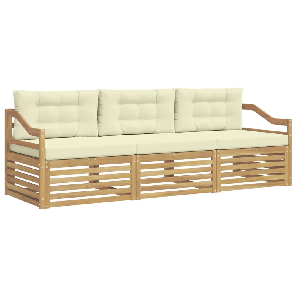 Set di divani da esterno 3 pz Bianco e Crema Poliestere 3389980