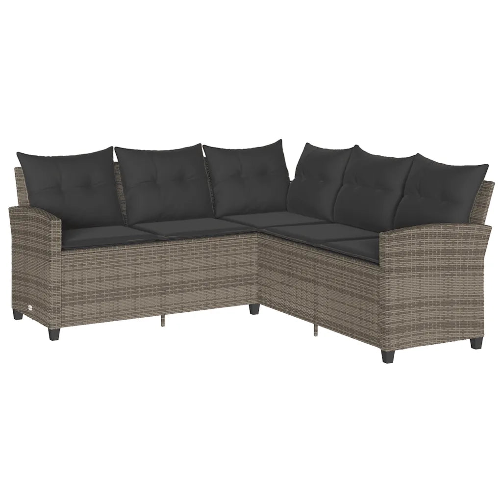 Set Divani da Giardino 6 pz con Cuscini a Forma di L Polyrattan