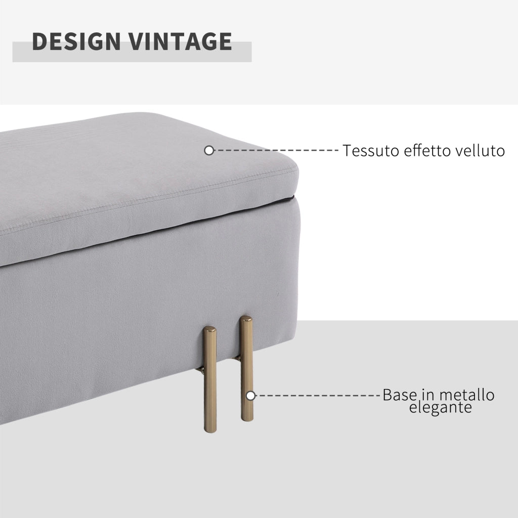EasyComfort Panca Contenitore Imbottita per Soggiorno e Camera da Letto, 100 x 40 x 42 cm, Grigio