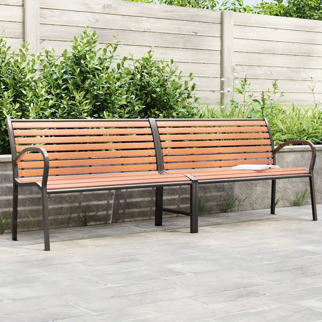 Panca Giardino Marrone 231cm Legno e Acciaio Verniciato Polvere 366539