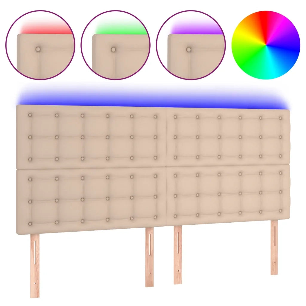 Testiera a LED-Testata con LED Cappuccino 200x5x118/128 cm in Similpelle 757303