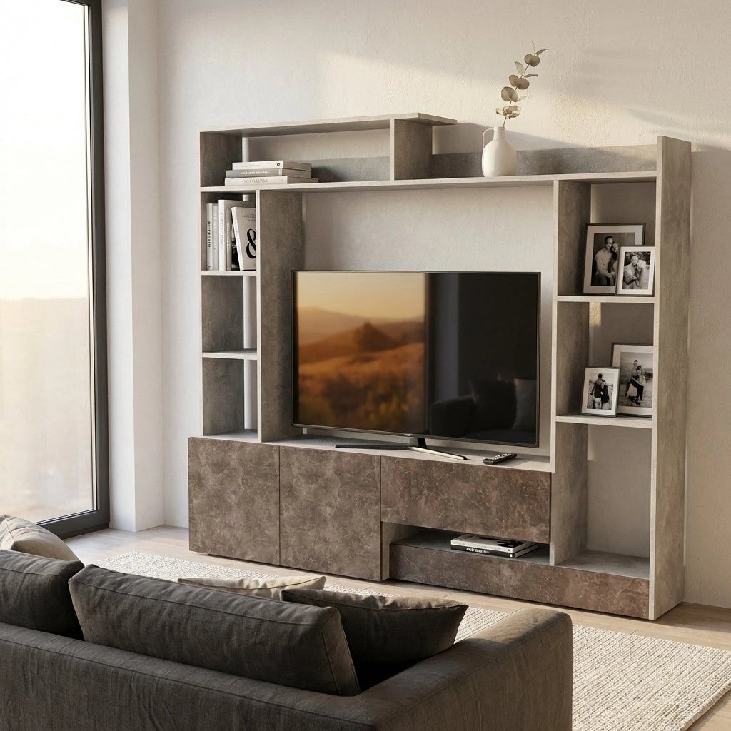 Parete Attrezzata per Soggiorno in Legno Composito cm 180x40x165 - THEO