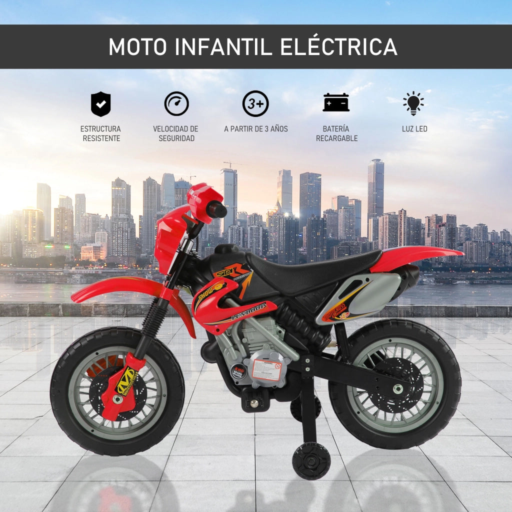 Moto Elettrica per Bambini 6V con Ruote di Supporto ¨C Xylo ¨C Rosso 102x53x66 cm 3+ Anni