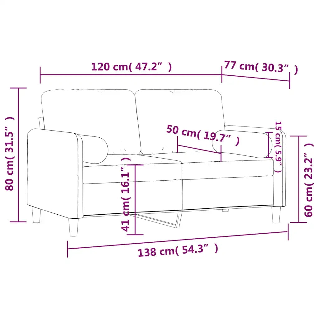 Divano a 2 Posti con Cuscini-Sofa 2 Posti con Cuscini Blu 120 cm in Velluto 268786
