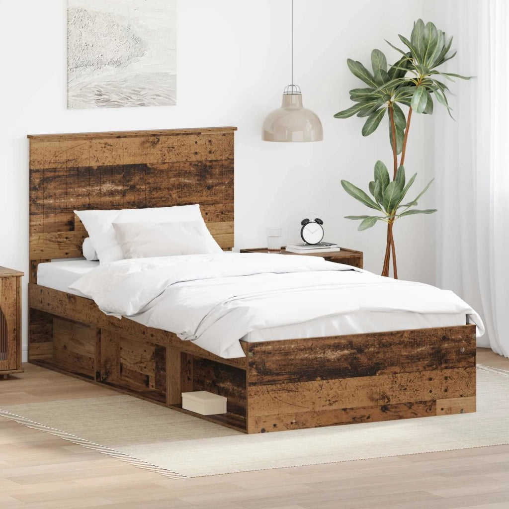 Letto singolo | Letto per adulti | Struttura del letto Legno vecchio 100 x 200 cm Pino massello