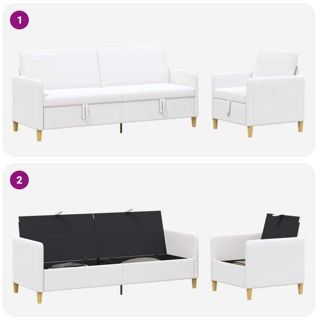 Set di Divani con Storage 2 pz Bianco Poliestere 3429243