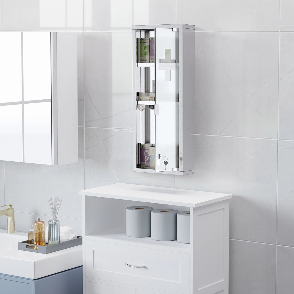 Armadio Farmacia ¨C zephmum ¨C Bianco Acciaio Inox 20x12x58 cm