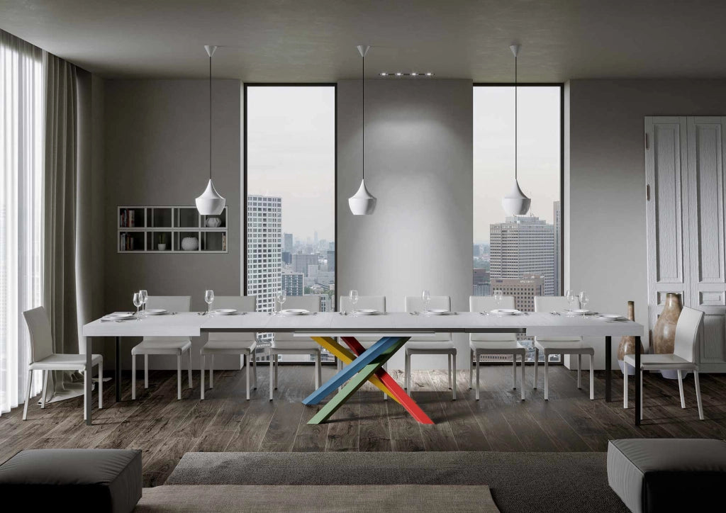 Tavolo Allungabile 140-400x90x77 cm Volantis Bianco Frassino Telaio 4B