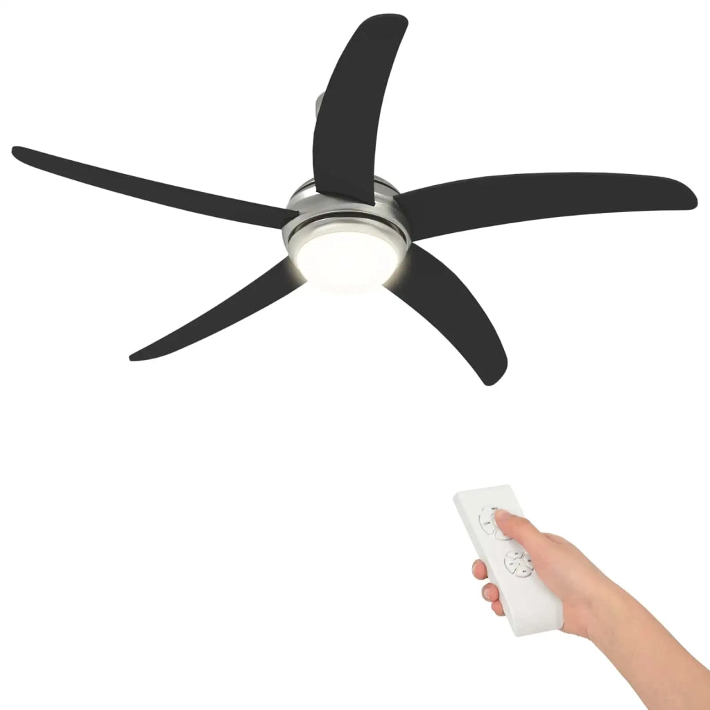 Ventilatore da soffitto con luce e telecomando Ø 130 cm Nero 42035658