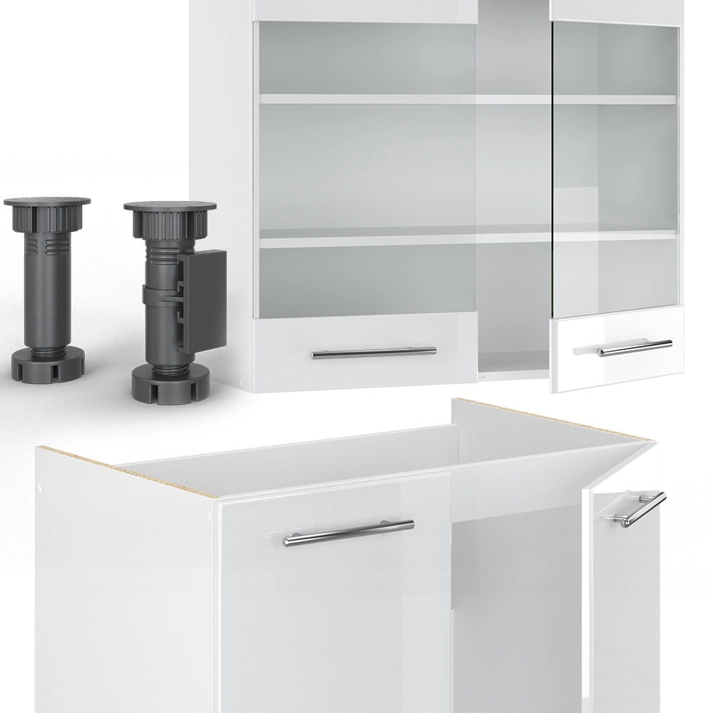 Cucina componibile Fame-Line Bianco lucido/Bianco 235 cm senza piano di lavoro Vicco