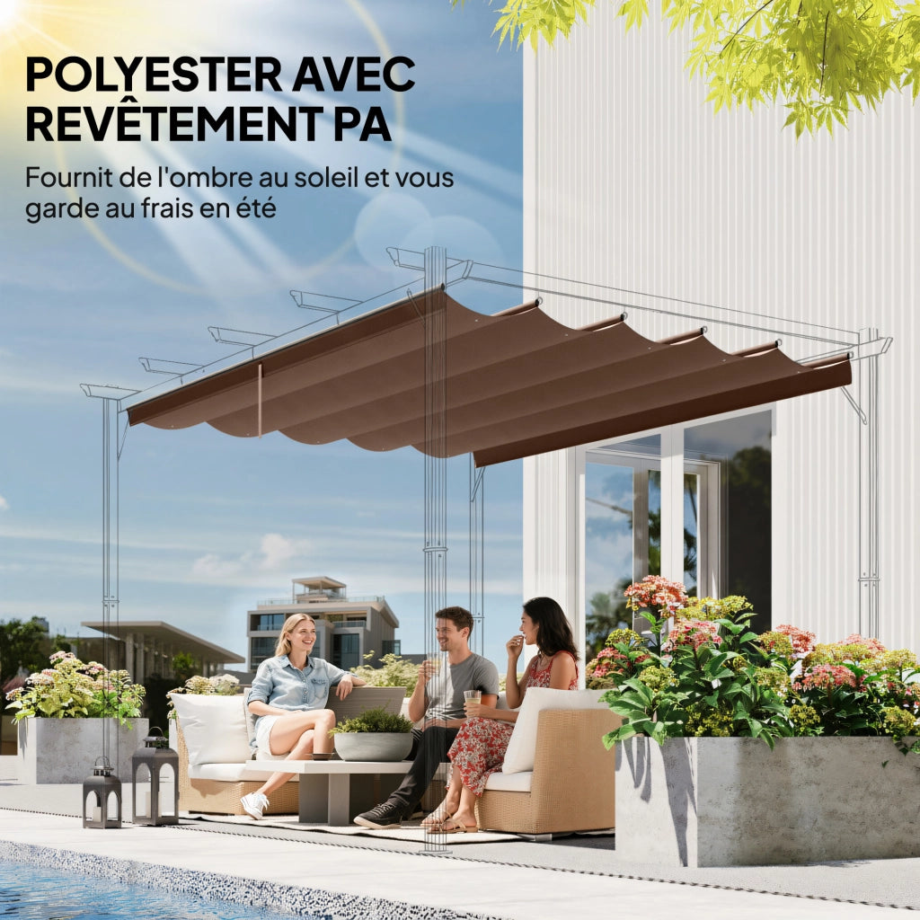 Tenda da sole per pergola retrattile 3x3 m ¨C zephmum ¨C 250x255 cm marrone