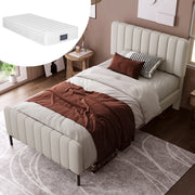 letto imbottito lino grigio beige 90 x 200 cm