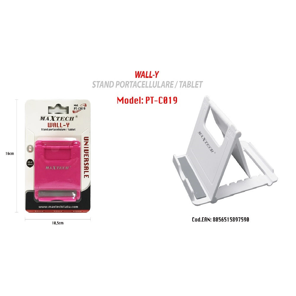 Trade Shop - Portacellulare Stand Cellulari Tablet Supporto Universale Tavolo Maxtech Pt-c019 -