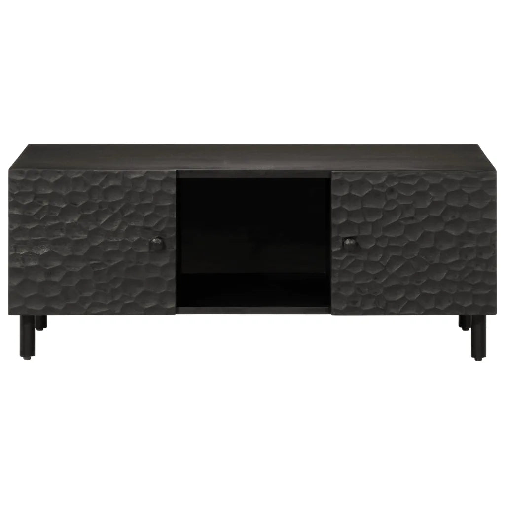 Tavolino da Salotto-Tavolino da soggiorno-Tavolo Nero 100x54x40cm in Legno Massello di Mango 291996