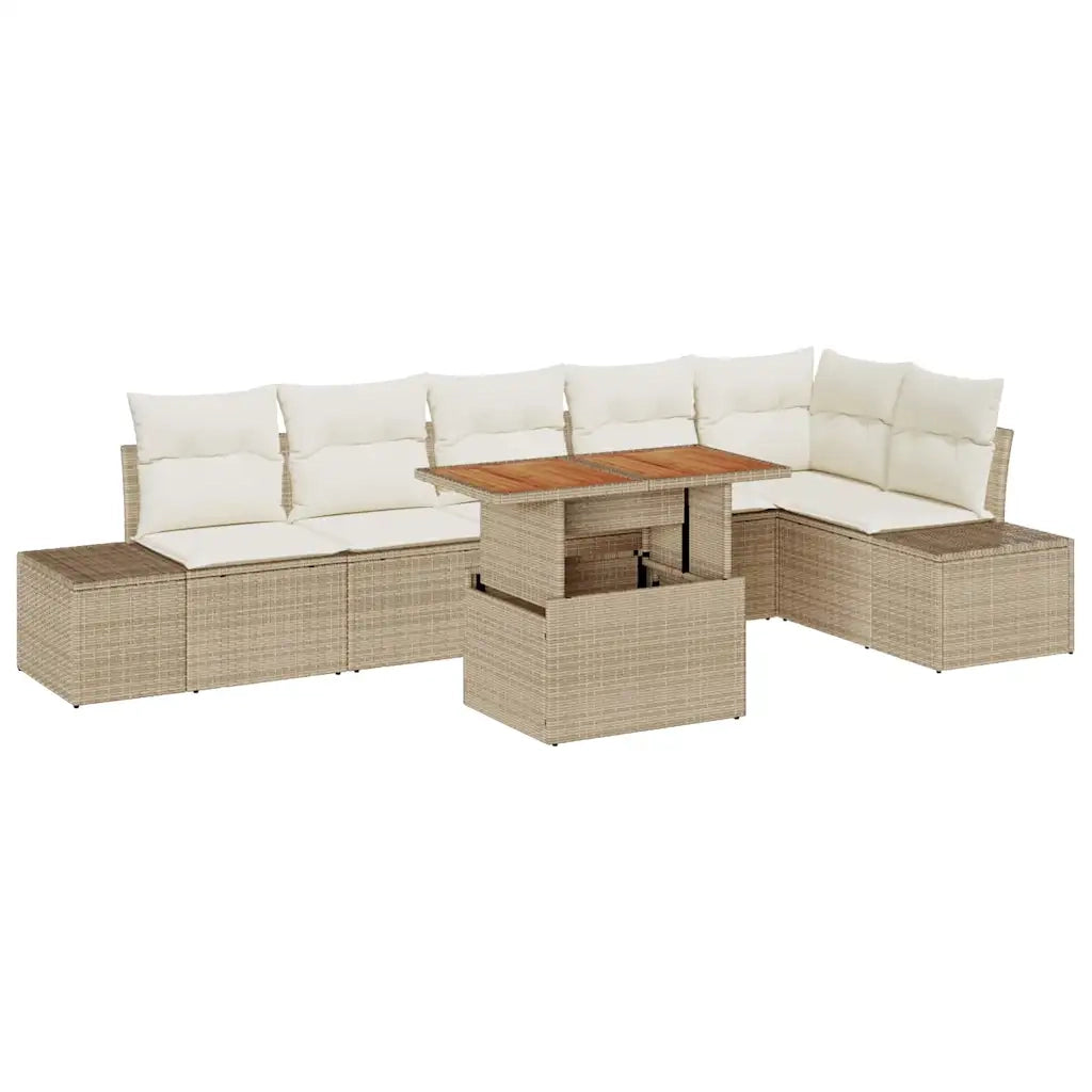 Set Divano da Giardino 7 pcs Beige Poly Rattan 3358710