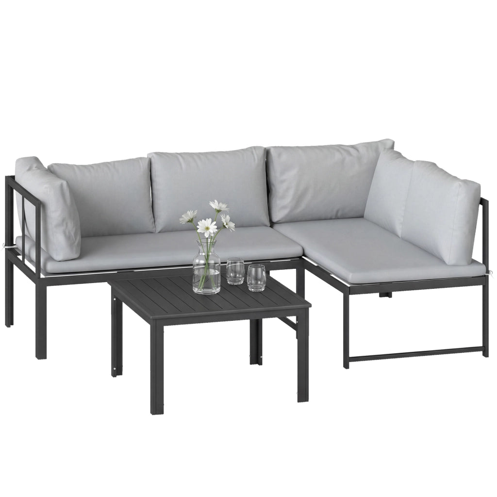 Set divani da giardino 4 posti con cuscini ¨C Zephmum ¨C Grigio, Polyrattan