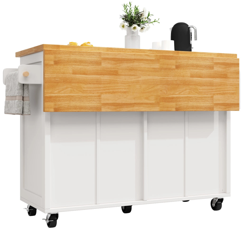 Carrello da cucina con cassetto; ripiani regolabili e 5 ruote con freno per cucina e soggiorno; bianco