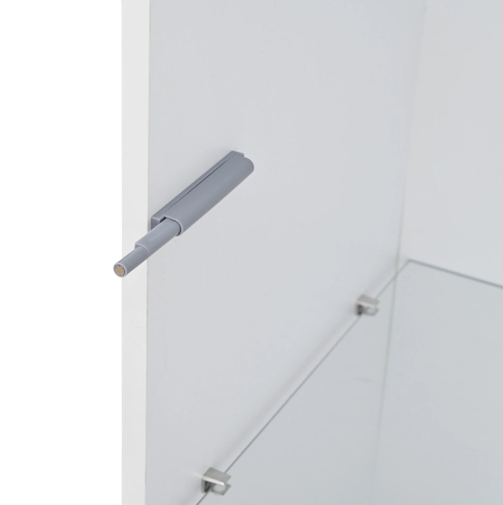 Vetrina alta 60x40x171 cm con 2 cassetti e luce LED; in truciolare bianco