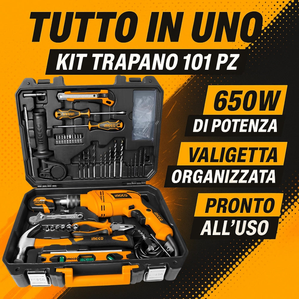 Valigetta completa trapano elettrico 101 utensili accessori professionali