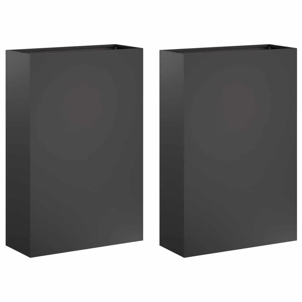 Vaso da giardino 2 pz Nero 40 x 20 x 75 cm 8005429