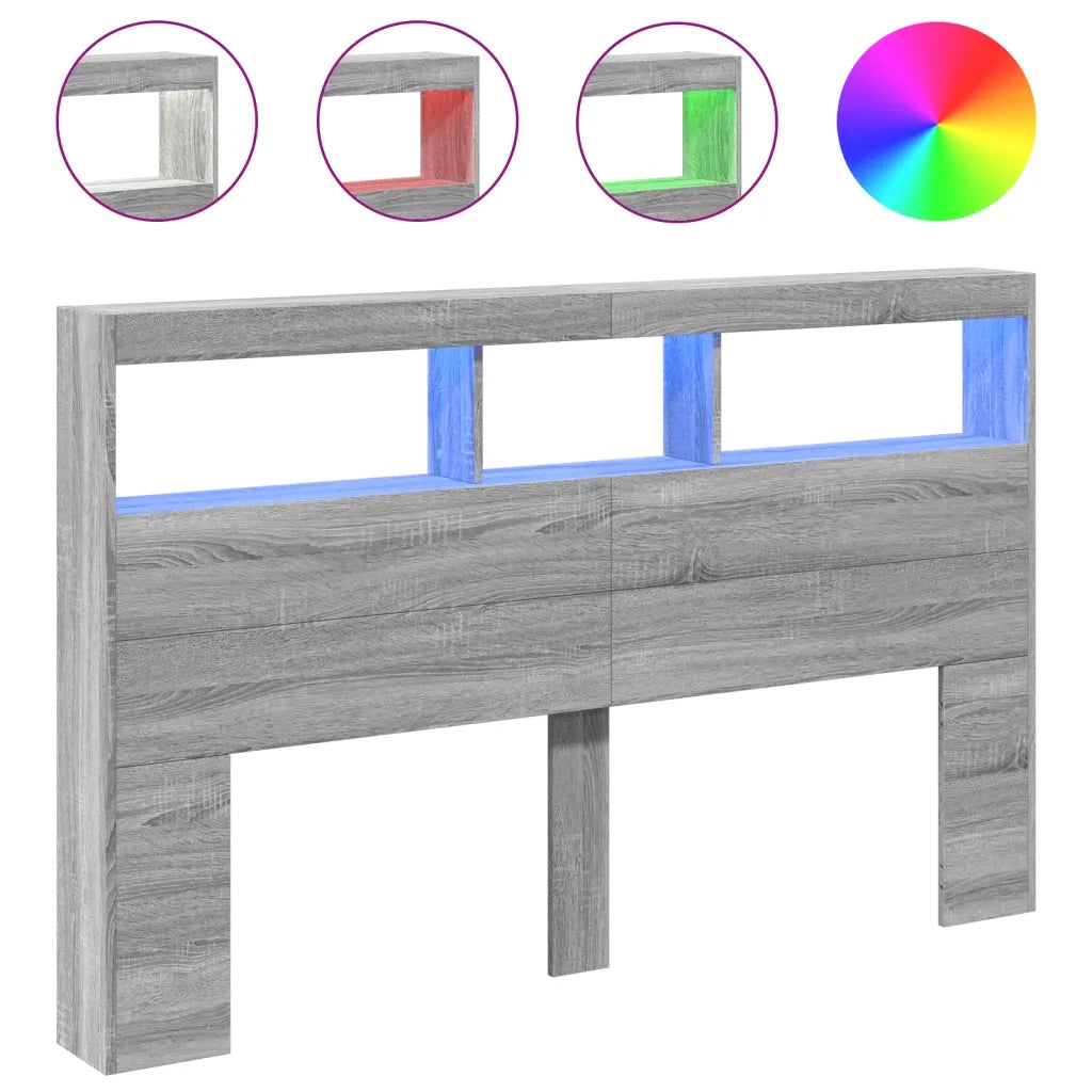 Testiera | Testata con Contenitore a LED Grigio Sonoma 160x17x102 cm