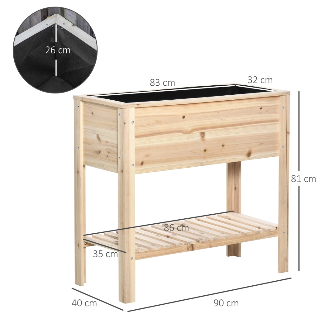 Fioriera da giardino con ripiano a doghe e sistema di irrigazione ¨C Minimal ¨C Legno massello 90x40x81 cm