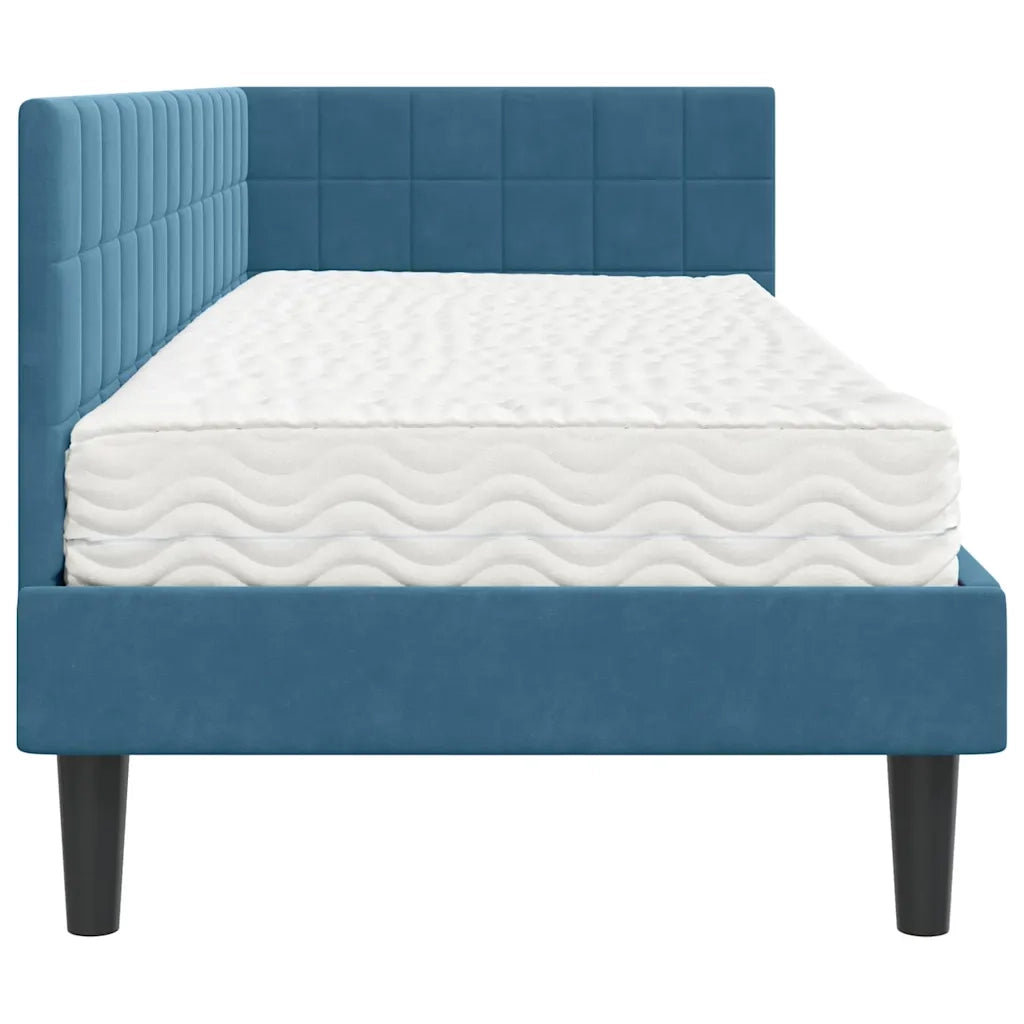 Struttura Letto Angolare con Materasso 2 pcs Blu Velluto 3393957