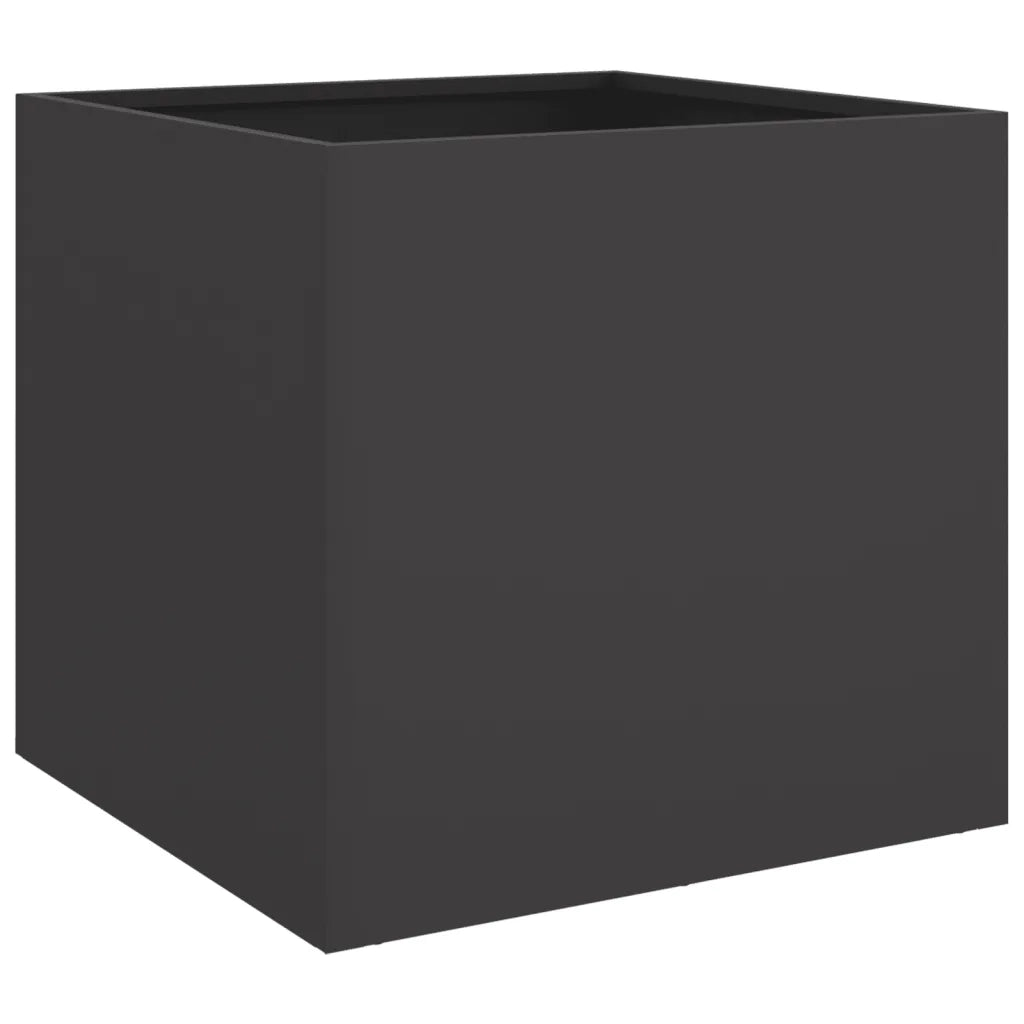 Fioriera-Vaso da Esterno-Contenitore per Piante Nera 49x47x46 cm in Acciaio