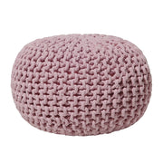 Pouf ottomana rosa in cotone lavorato a maglia perline EPS riempimento rotondo piccolo poggiapiedi 40 x 25 cm