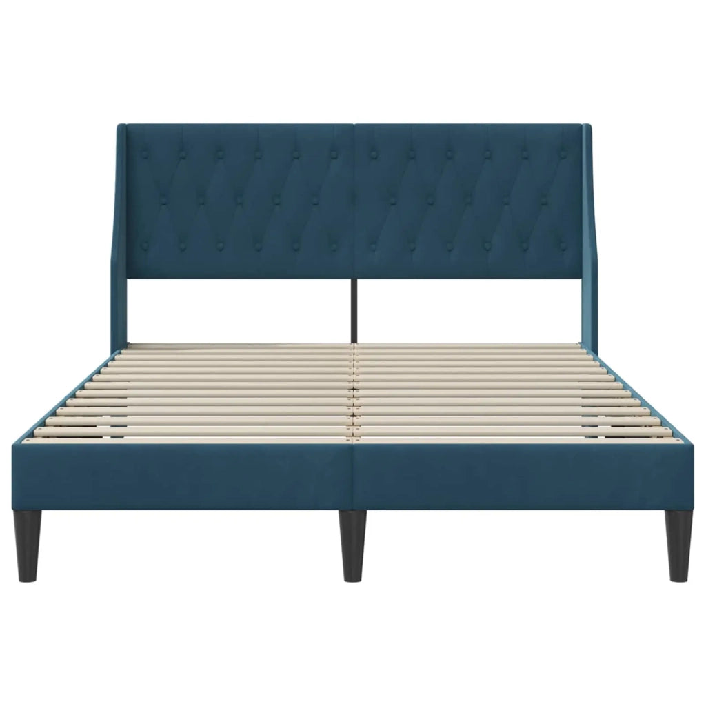 Letto matrimoniale | Letto per adulti | Struttura del letto con testiera Blu 120 x 200 cm Velluto