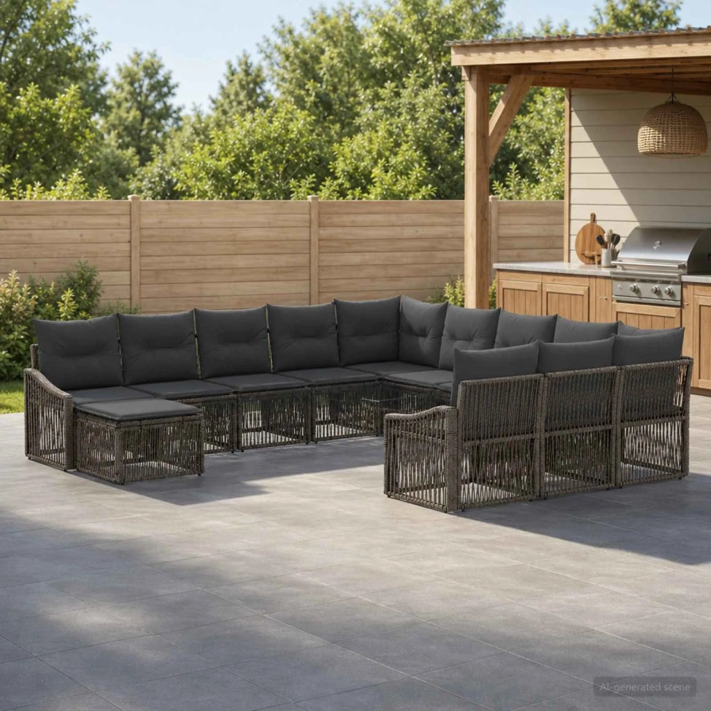 Set Divano da Giardino 12 pz Grigio polyrattan 3436211