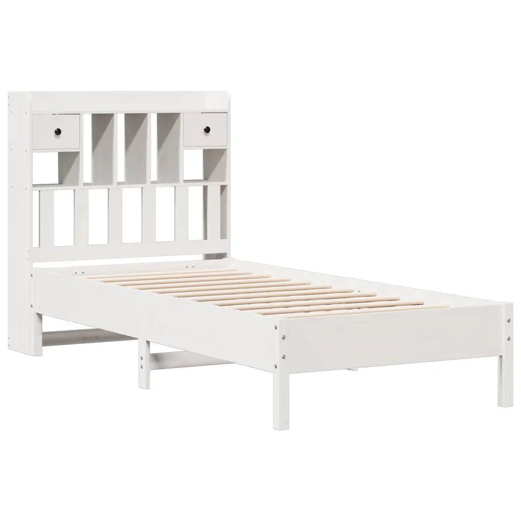 Letto Libreria senza Materasso Bianco 90x190 cm Massello Pino 3322931
