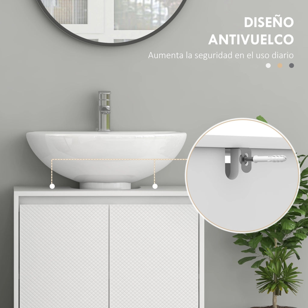 Mobile Sottolavabo con Ripiano ¨C Zephmum ¨C Bianco 60x30x60 cm