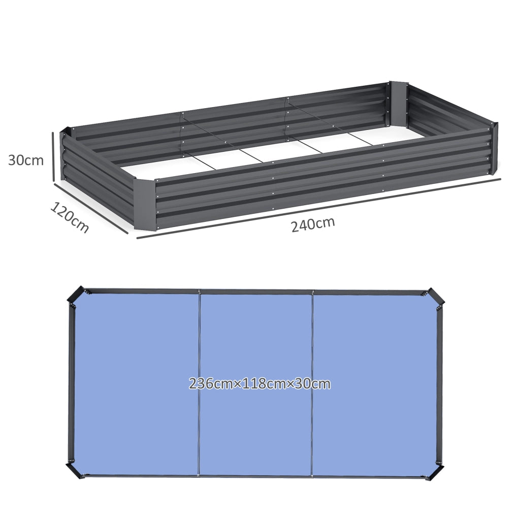 Letto Rialzato in Acciaio con Fondo Aperto ¨C Minimal ¨C 240x120x30 cm Grigio Scuro