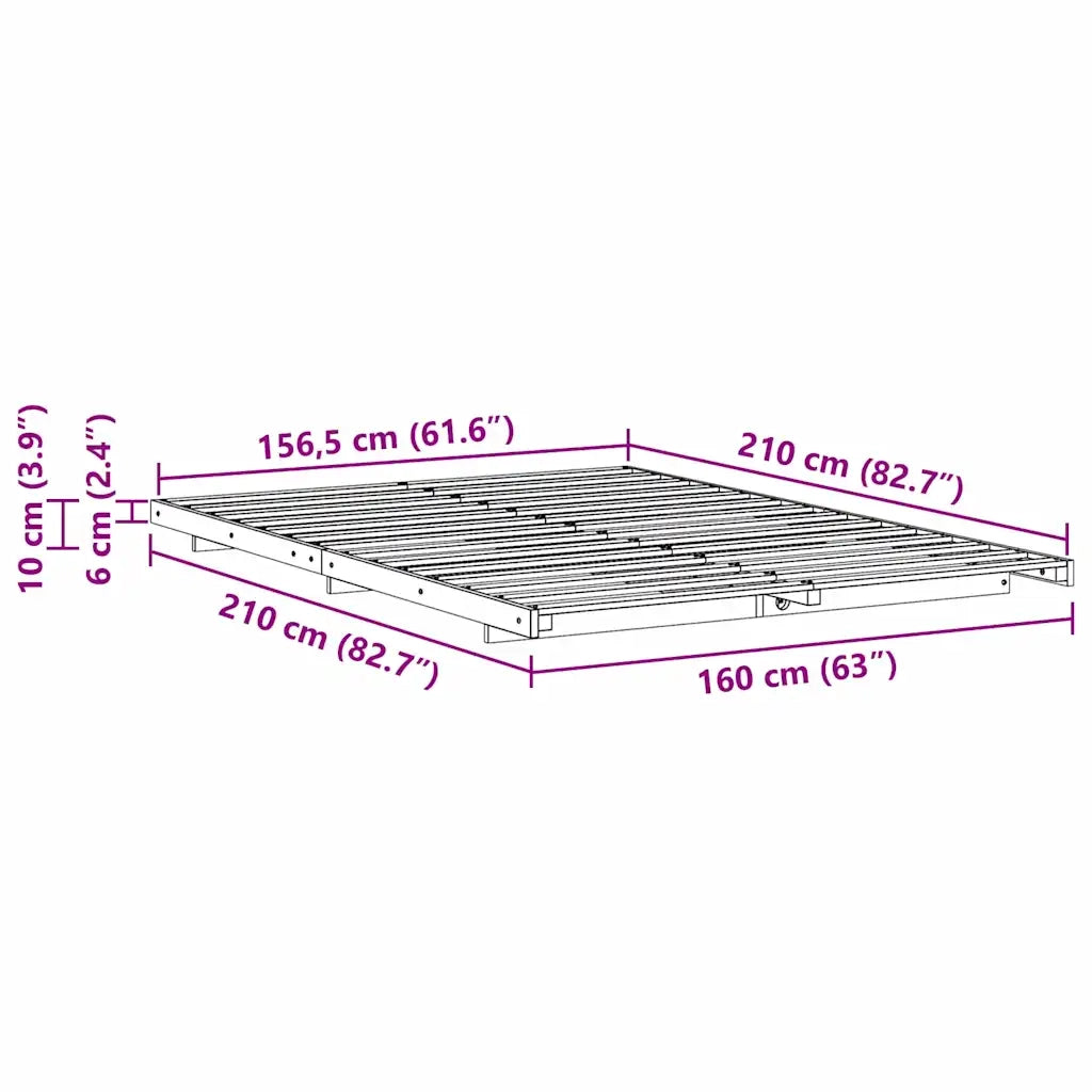 Struttura del letto-Giroletto-Rete del Letto Bianco 160 x 210 cm Pino massello 327500