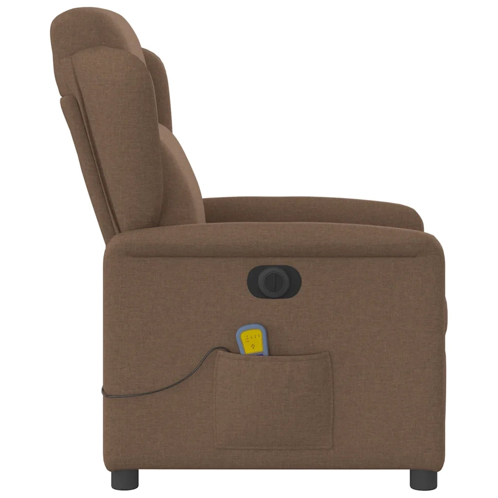 Poltrona Massaggiante | Sedia Relax Reclinabile Elettrica Marrone in Tessuto