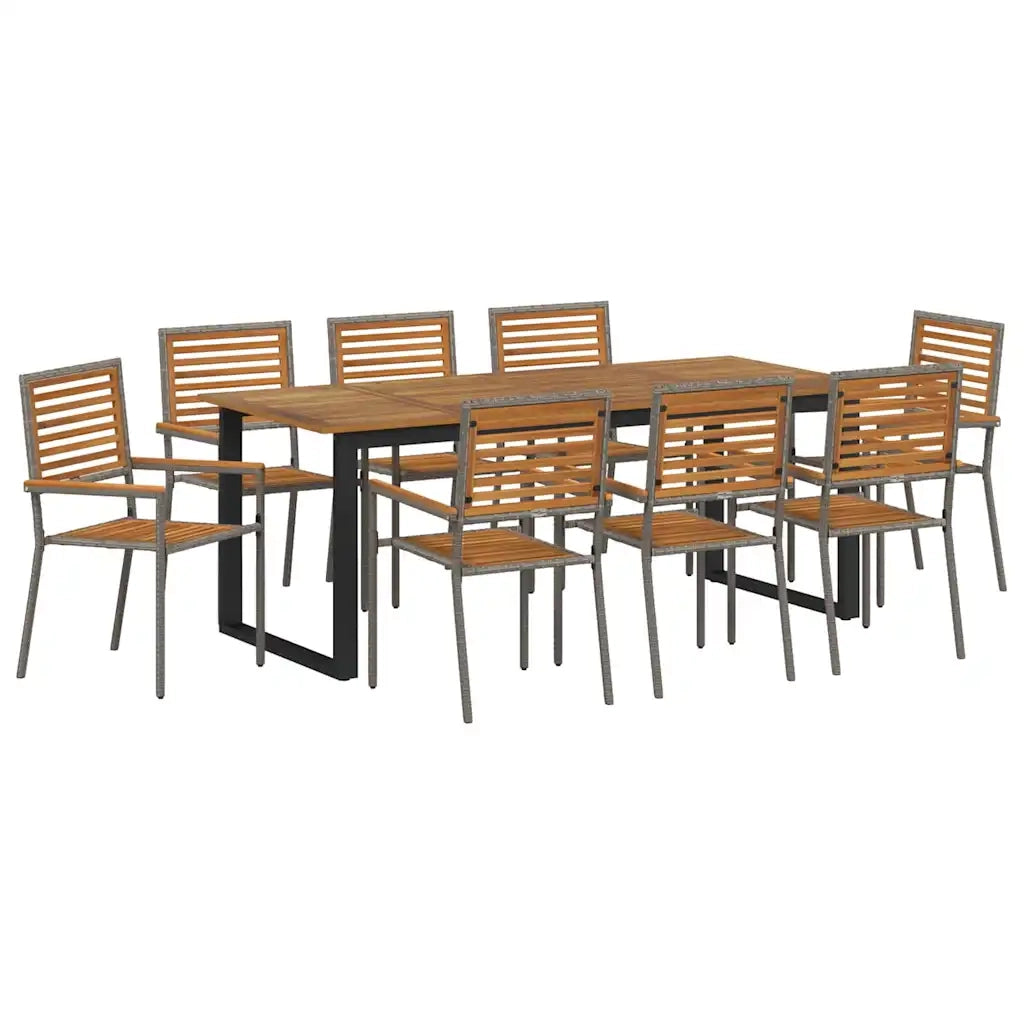Set da Pranzo per Giardino 9 pcs Grigio