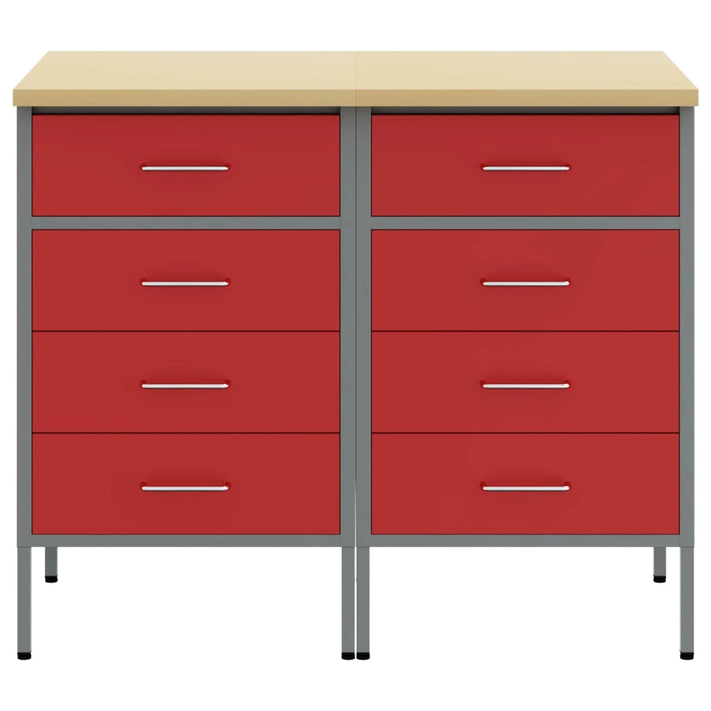 Mobile da lavoro 2 pcs Rosso e Grigio 100 x 55 x 85 cm 3321363
