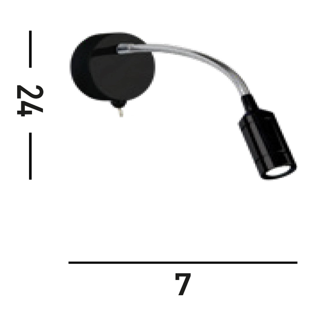 Applique Contemporanea Flexy Acciaio Nero Led 0,75W