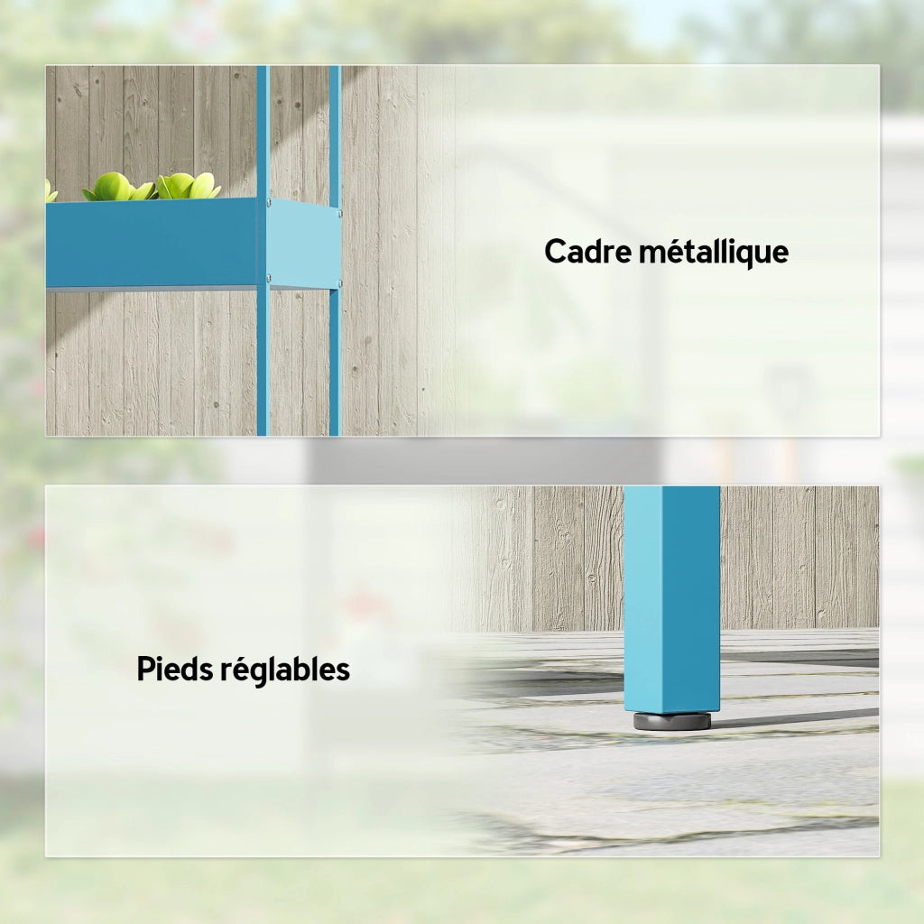 Scaffale Piante 2 Livelli ¨C Xylo ¨C Metallo Forma Casa Blu-Verde