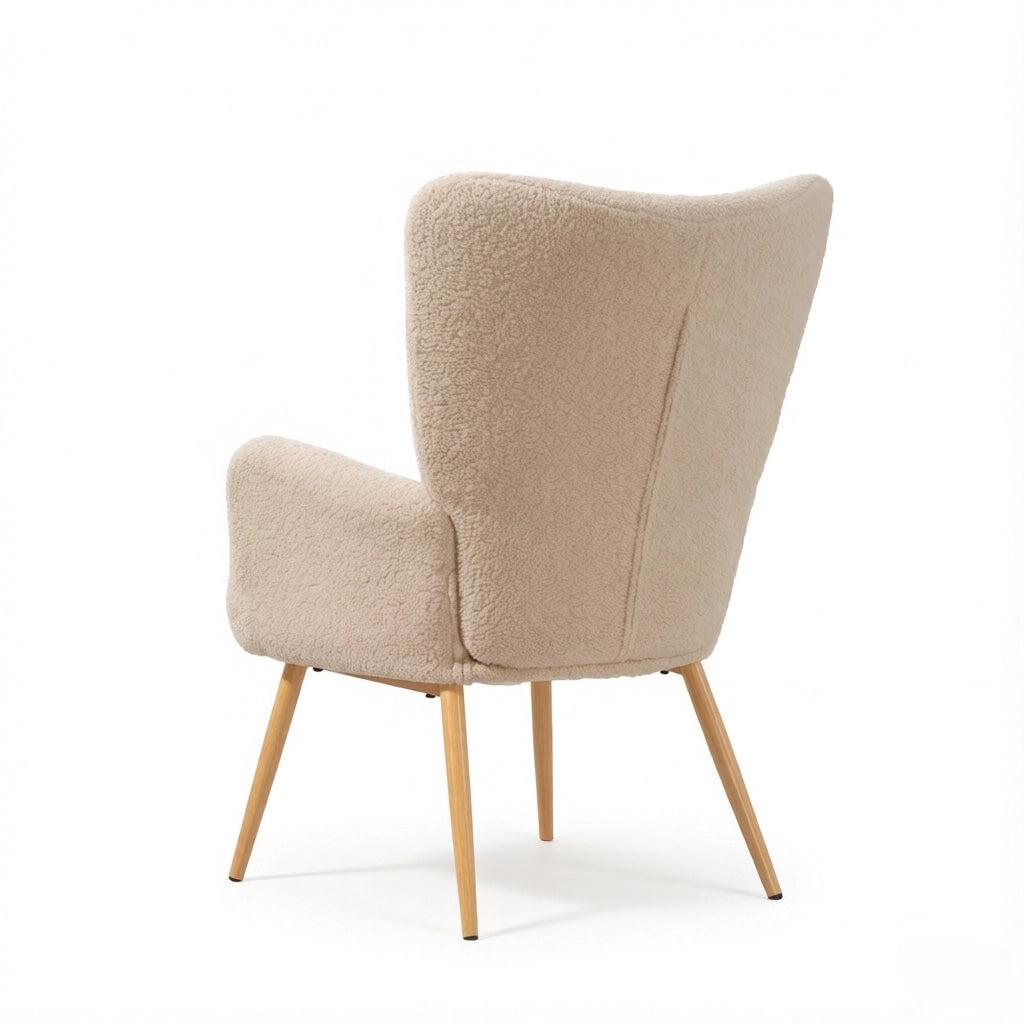 Poltrona relax con schienale alto e braccioli integrati - in poliestere e acciaio beige