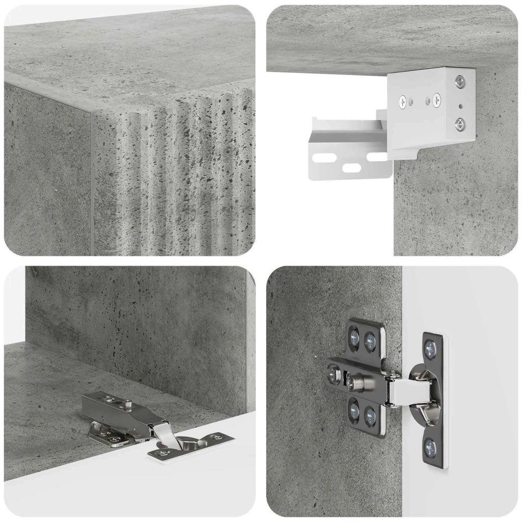 Set mobile TV 4 pz | Armadietto TV | Mobile Porta TV Grigio cemento Legno multistrato