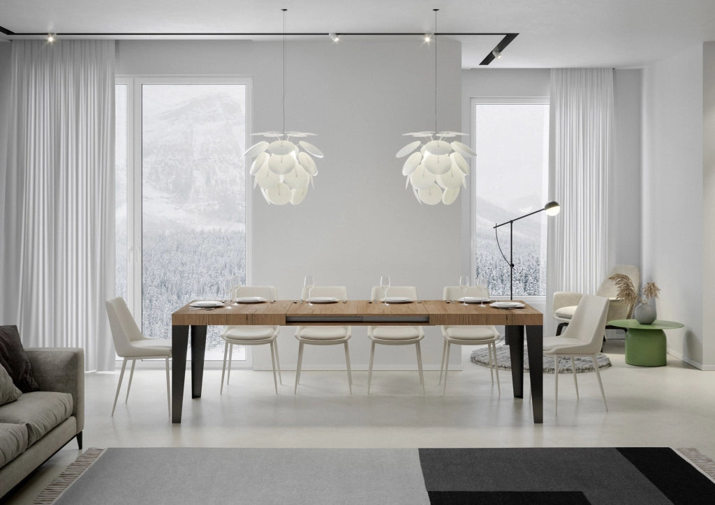 Tavolo Allungabile 200-304x90x77 cm Flame Quercia Natura Telaio Antracite