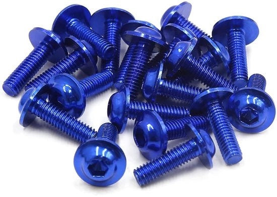 Bouti per motocicletta - Alluminio - Blu - Viti - Sostituzione universale - Adatto per 20 pezzi M6 x 20mm Viti a pozzo a 6 facce per parafanghi di motocicletta Sostituzione universale 1996-2023.