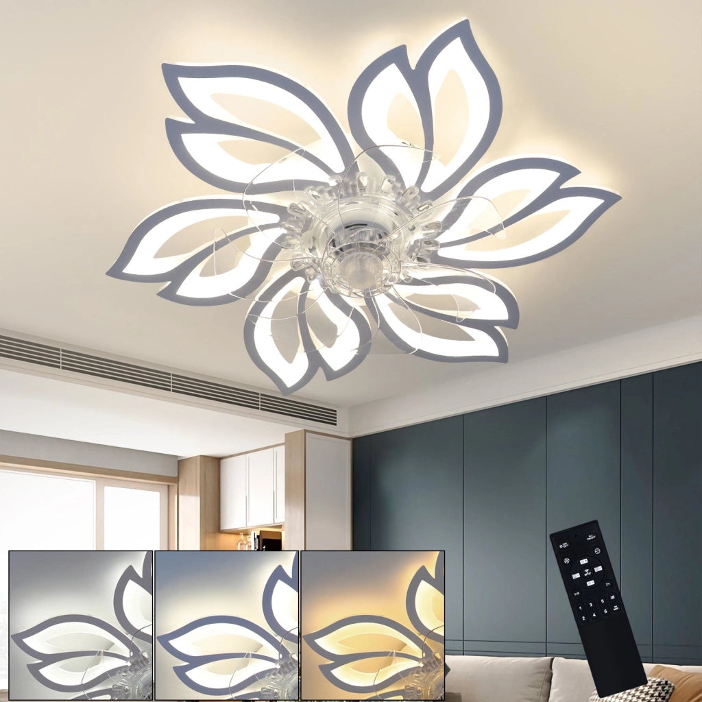 ZMH Ventilatore da soffitto Lampada da soffitto Ventilatore dimmerabile Temporizzazione creativa 6 luci
