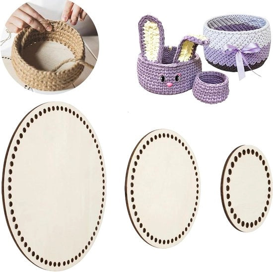 Tre pezzi base per mandola in legno naturale - 10/15/20cm - cerchio Blanco - accessori per la tessitura DIY