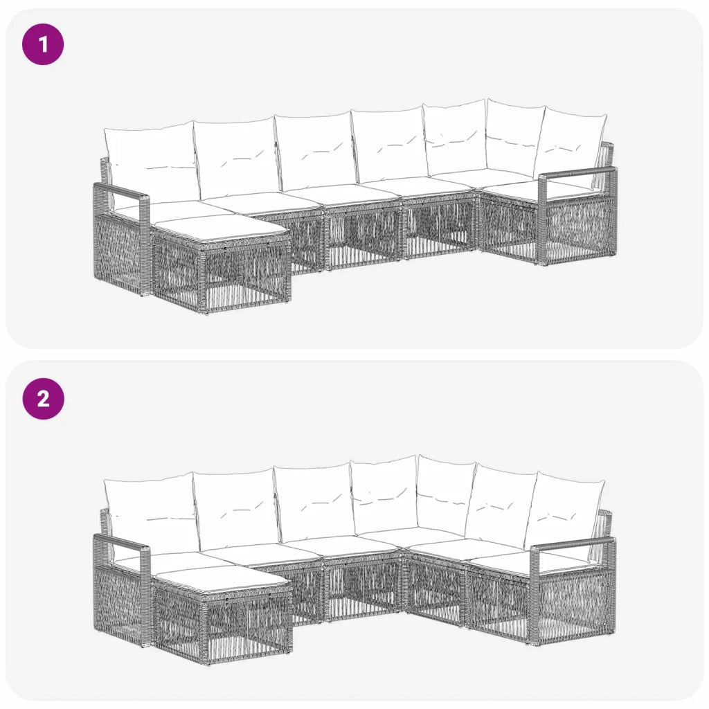 Set Divano da Giardino 7 pz Nero polyrattan 3435784
